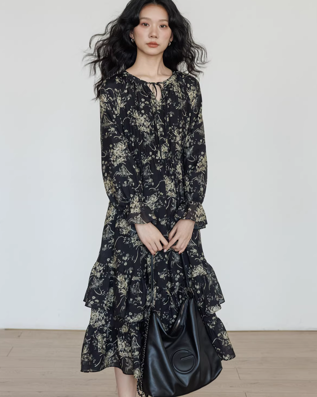 V-Neck Floral Vintage Shirt Dress VAS0192