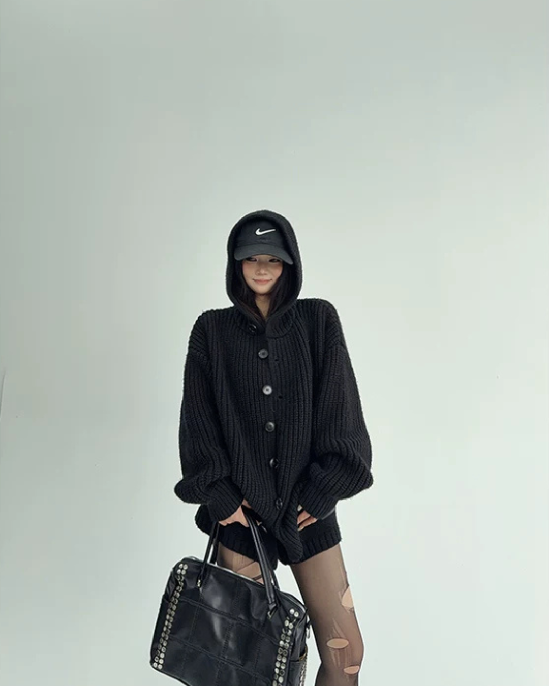Oversized Hooded Knit Cardigan YLS1059
