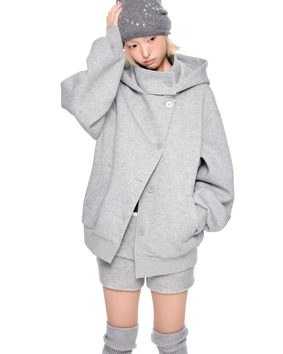 Short Wool Hooded Coat EZK0102