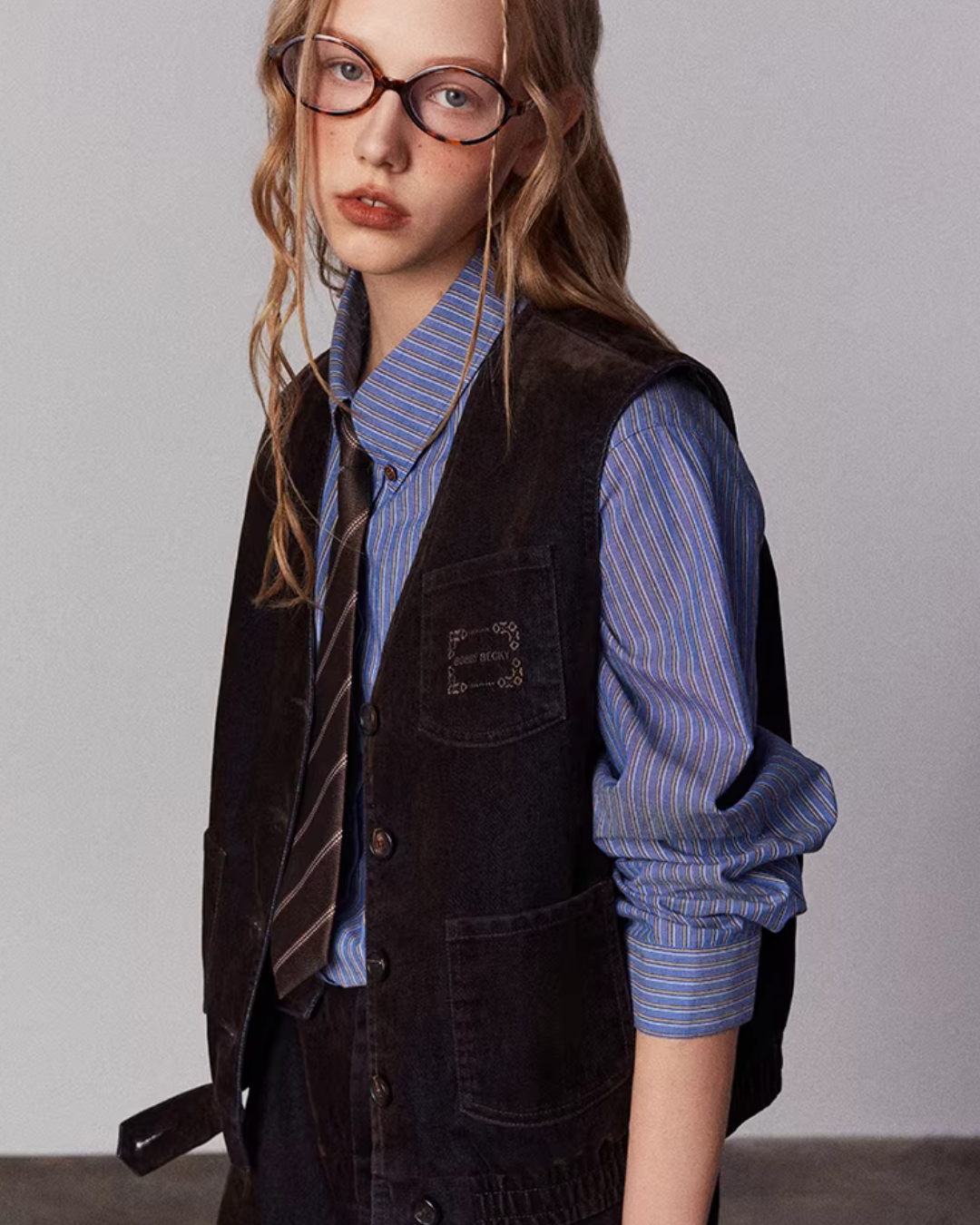 Vintage Flocked Denim Jacket / Vest / Bermuda Shorts / Tie BBK0002