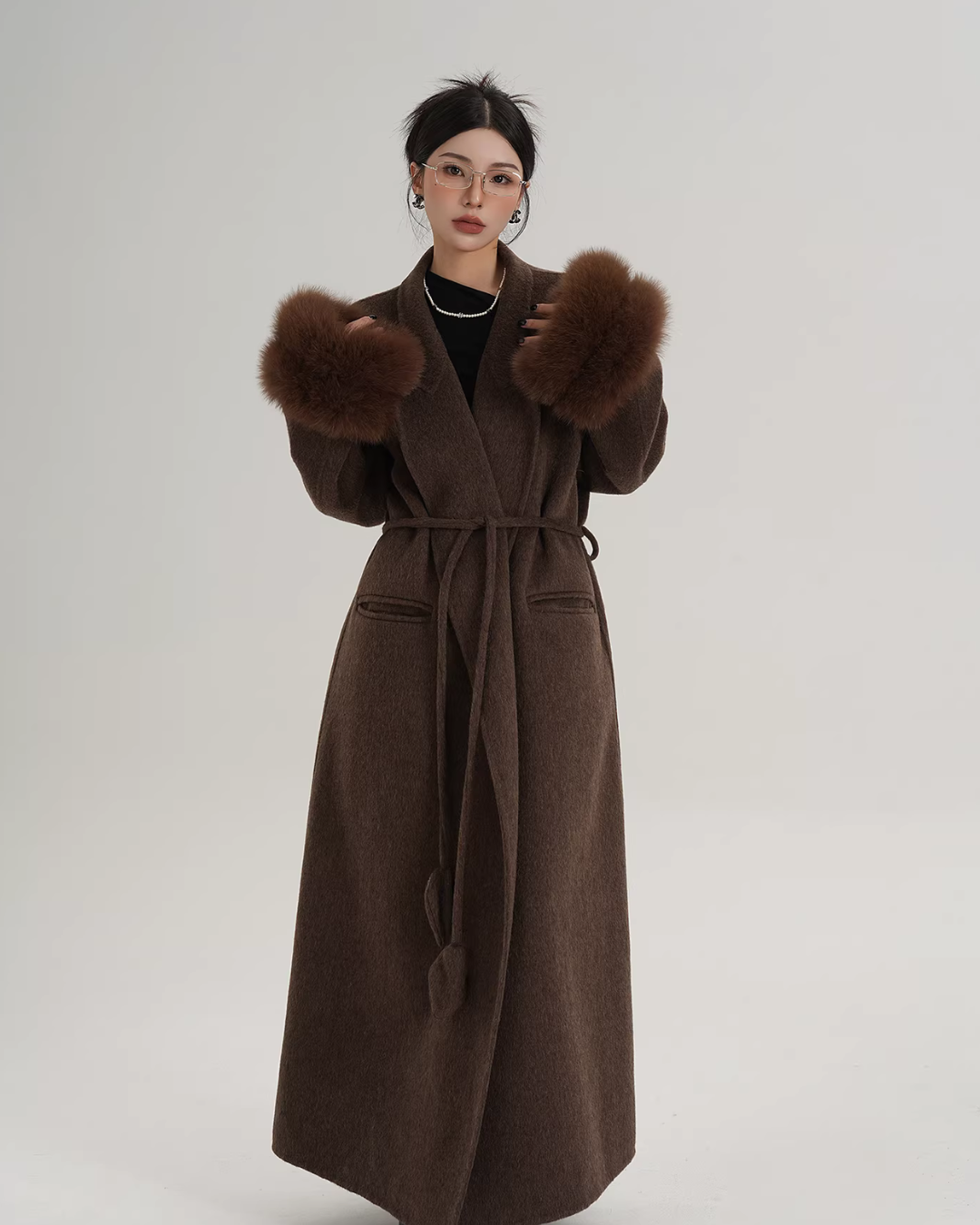 Fur Cuff Long Coat SRS0403