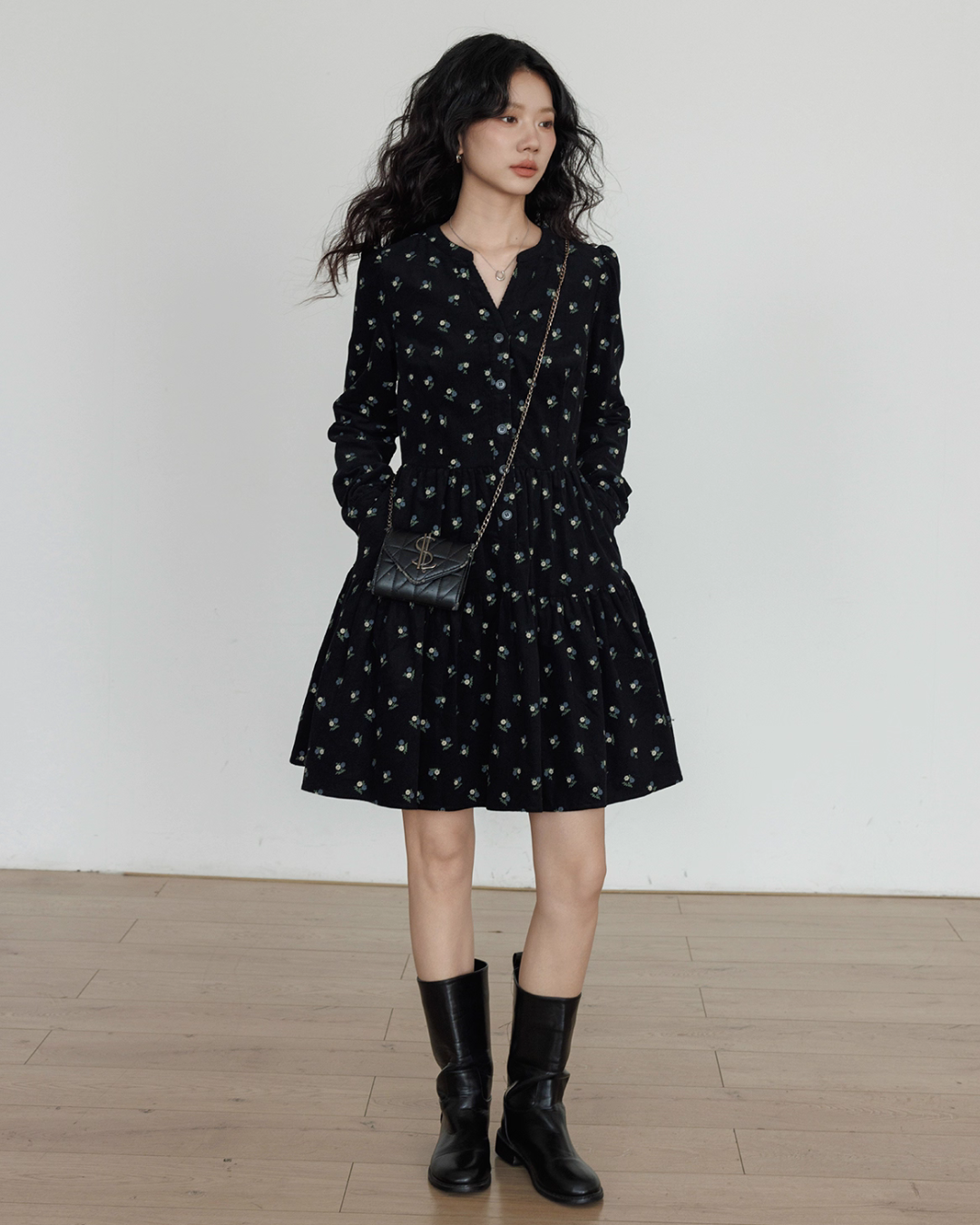 Small Floral Print Flare Dress VAS0163