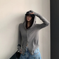 Snap Button Hooded Cardigan YLS1039
