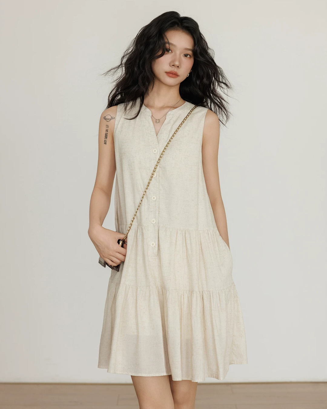 Sleeveless Tiered Mini Dress VAS0202