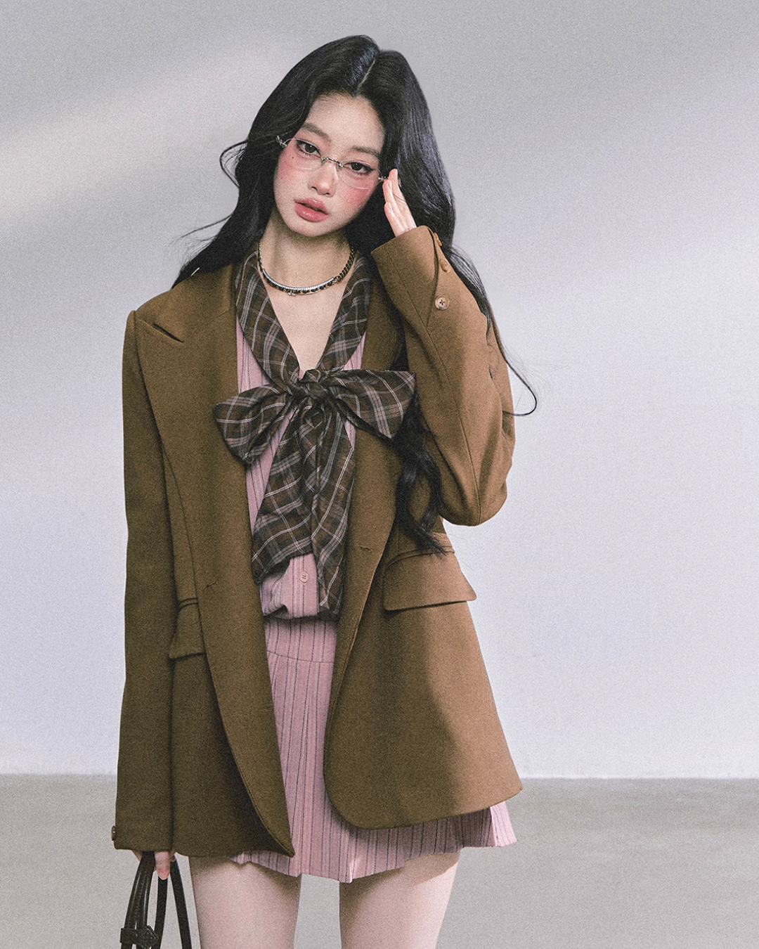 French Stripe Long-Sleeve Shirt Dress LAS0038