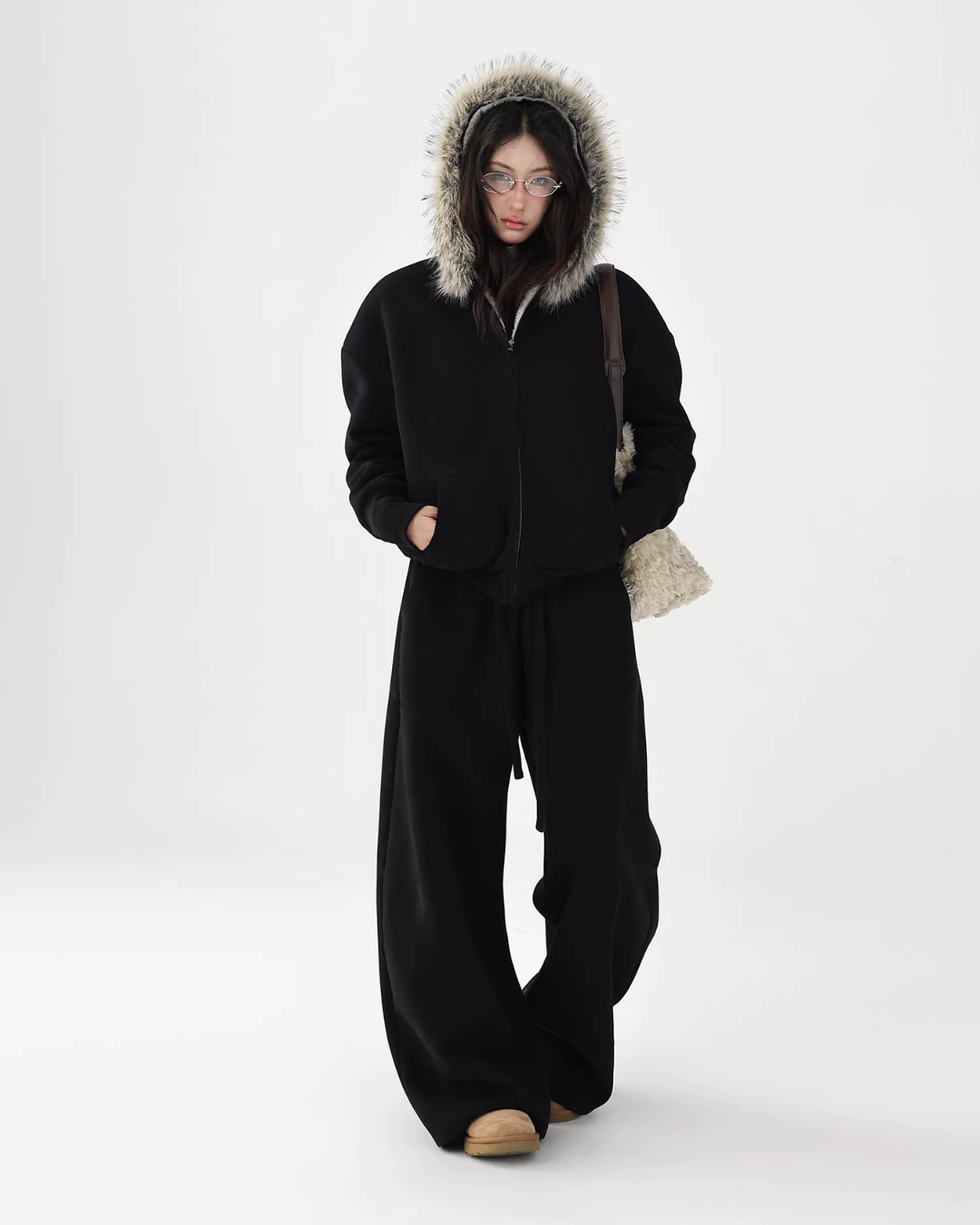 Fur Collar Fleece Hoodie/Casual Pants ACS0349