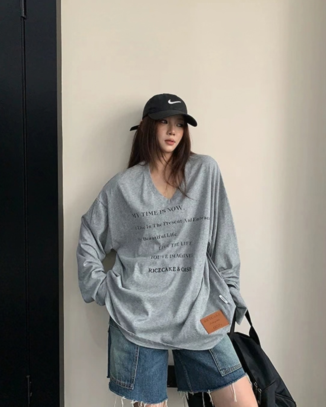 V-Neck Print Long Sleeve T-Shirt  YLS1044