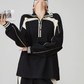 Color-Contrast Collared Long-Sleeve / Casual Wide Pants  FER0378