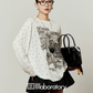 Casual Printed Long-Sleeve T-Shirt / A-line Mini Skirt LLA0664