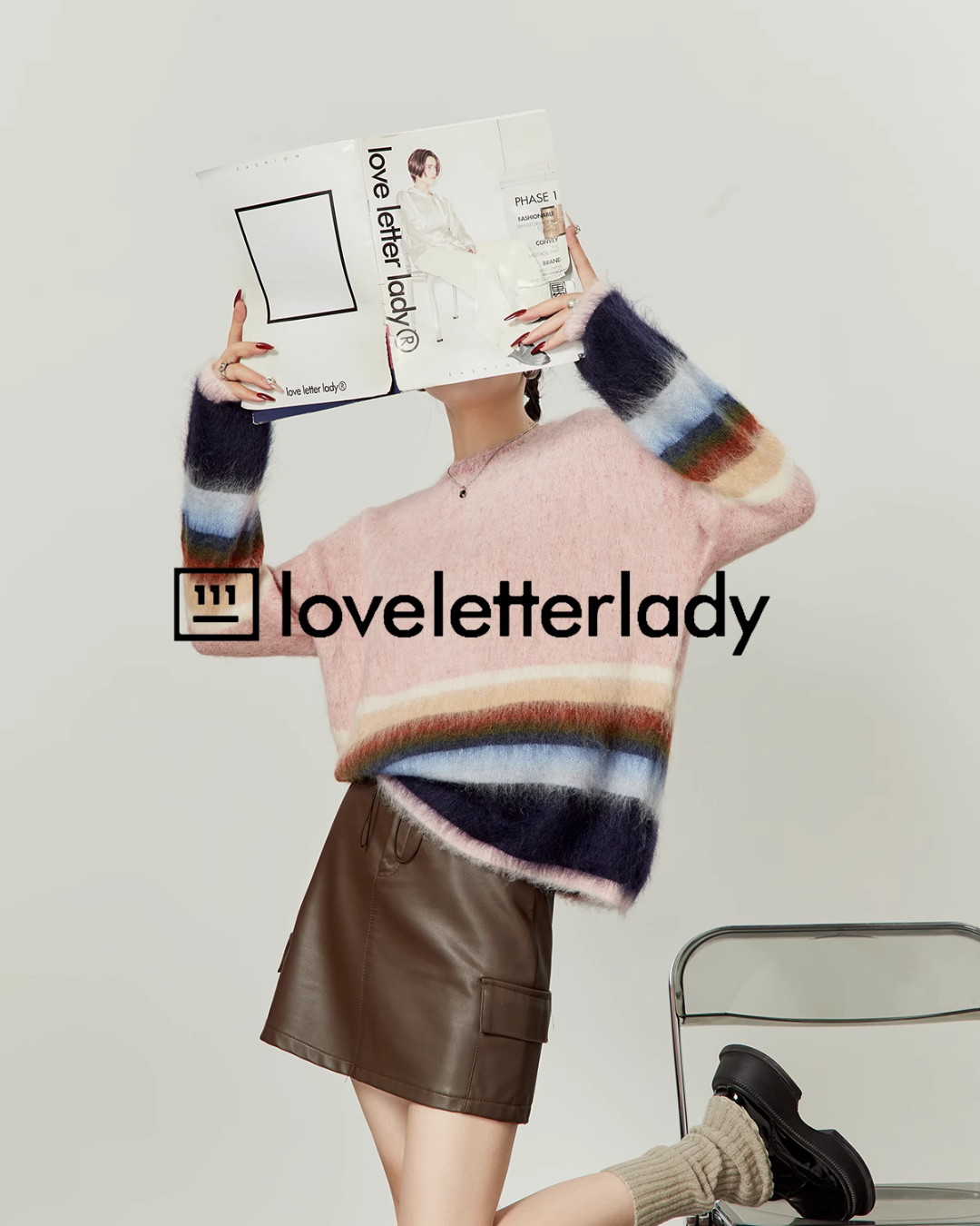 Pastel Striped Pullover Crewneck Knit LLA0391