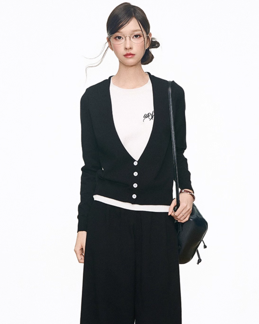 Two Piece Long Sleeve Top / Knit Wide Pants WEO0068