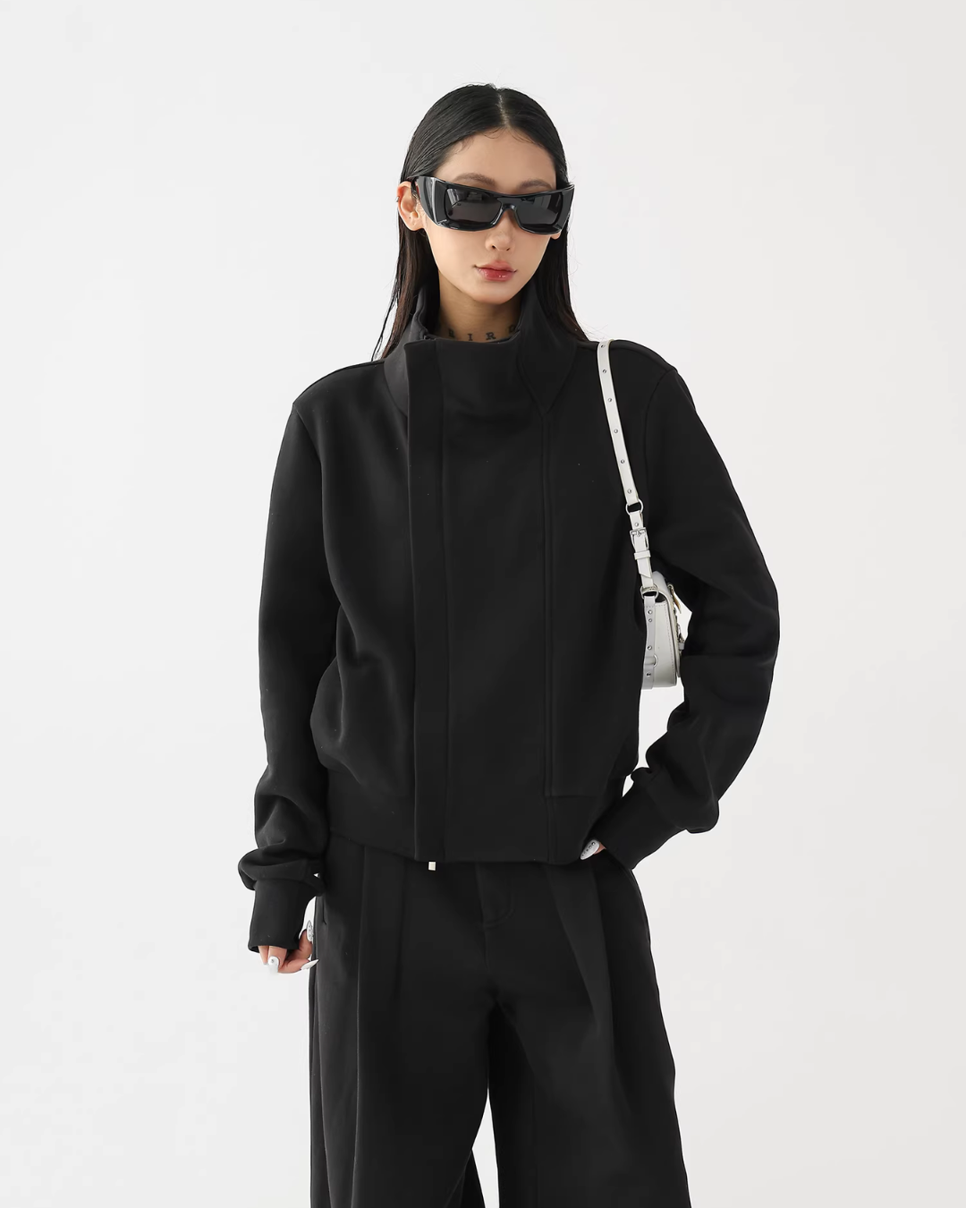 Stand Collar Cropped Jacket/Casual Wide Pants ACS0360