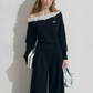 Frill Off-Shoulder Sweat Top / Wide Sweat Pants NEP0001