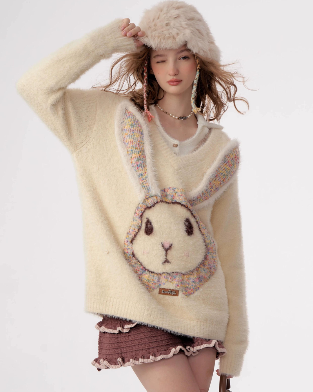 Bunny Girl Apricot Over Knit ZZF0283