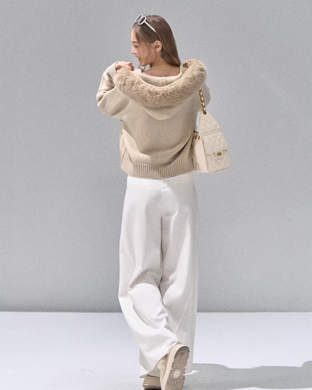 Hooded Fur Zip Knit Cardigan RCR0013