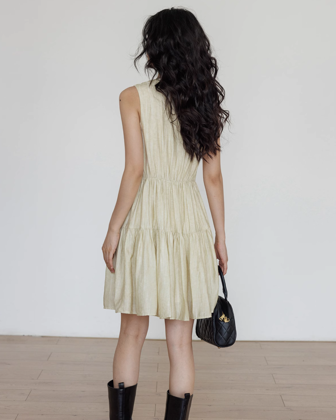 Key Neck Chiffon Sleeveless Dress VAS0118