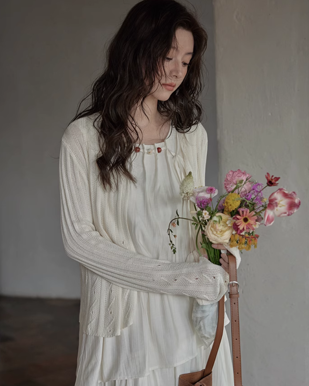 Asymmetrical Tiered Dress / Summer Knit Cardigan SMS0001