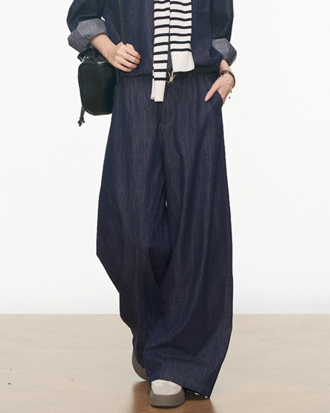 Denim Shirt / Wide Denim Pants / Shoulder-Carry Top WEO0072