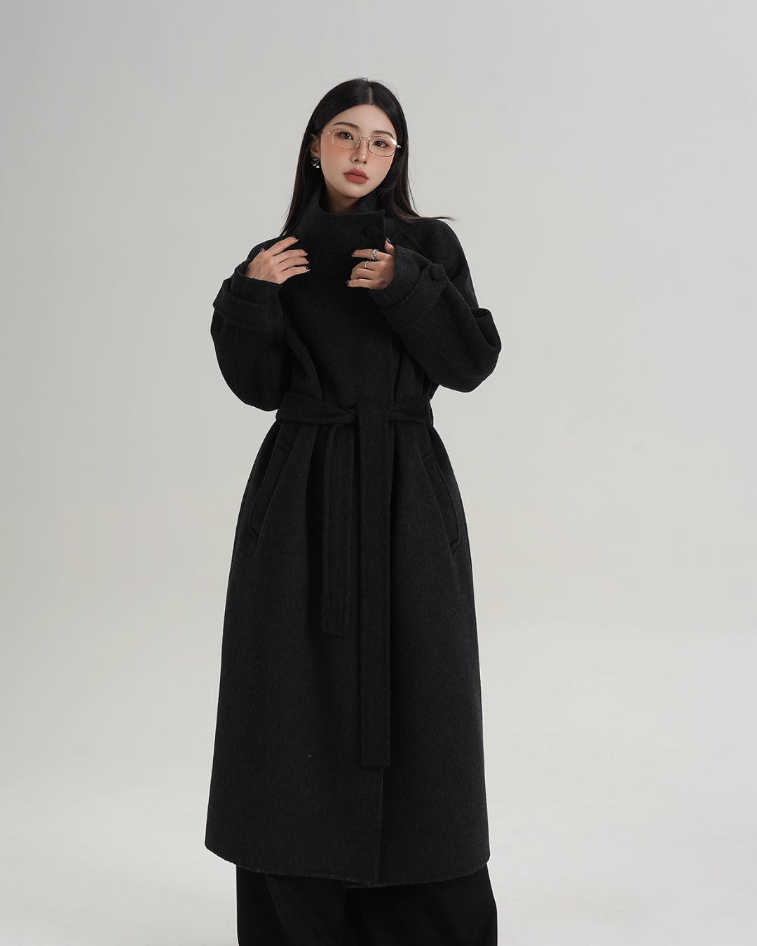 Stand Collar Paid Long Coat SRS0391