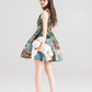 Retro Painting Flare Dress KIK0001