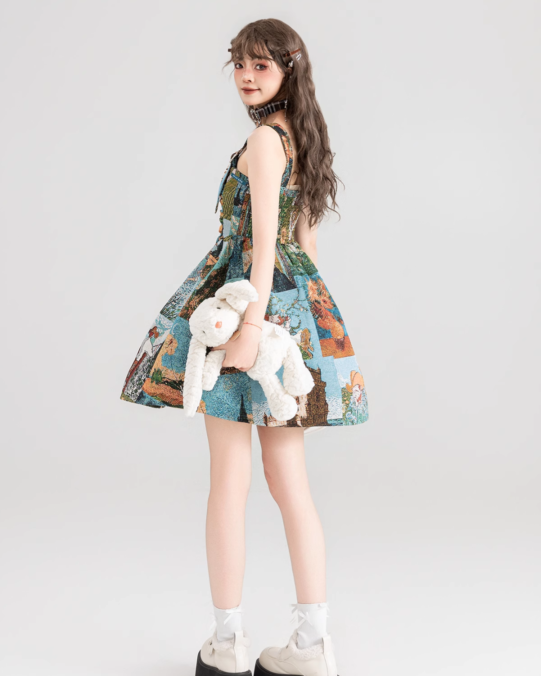 Retro Painting Flare Dress KIK0001