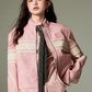 Stand Collar Pink Leather Jacket DDM0018