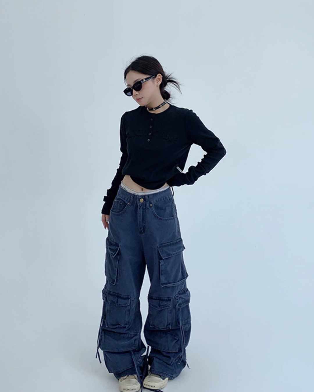 Pocket Design Wide Cargo Pants YLS0889