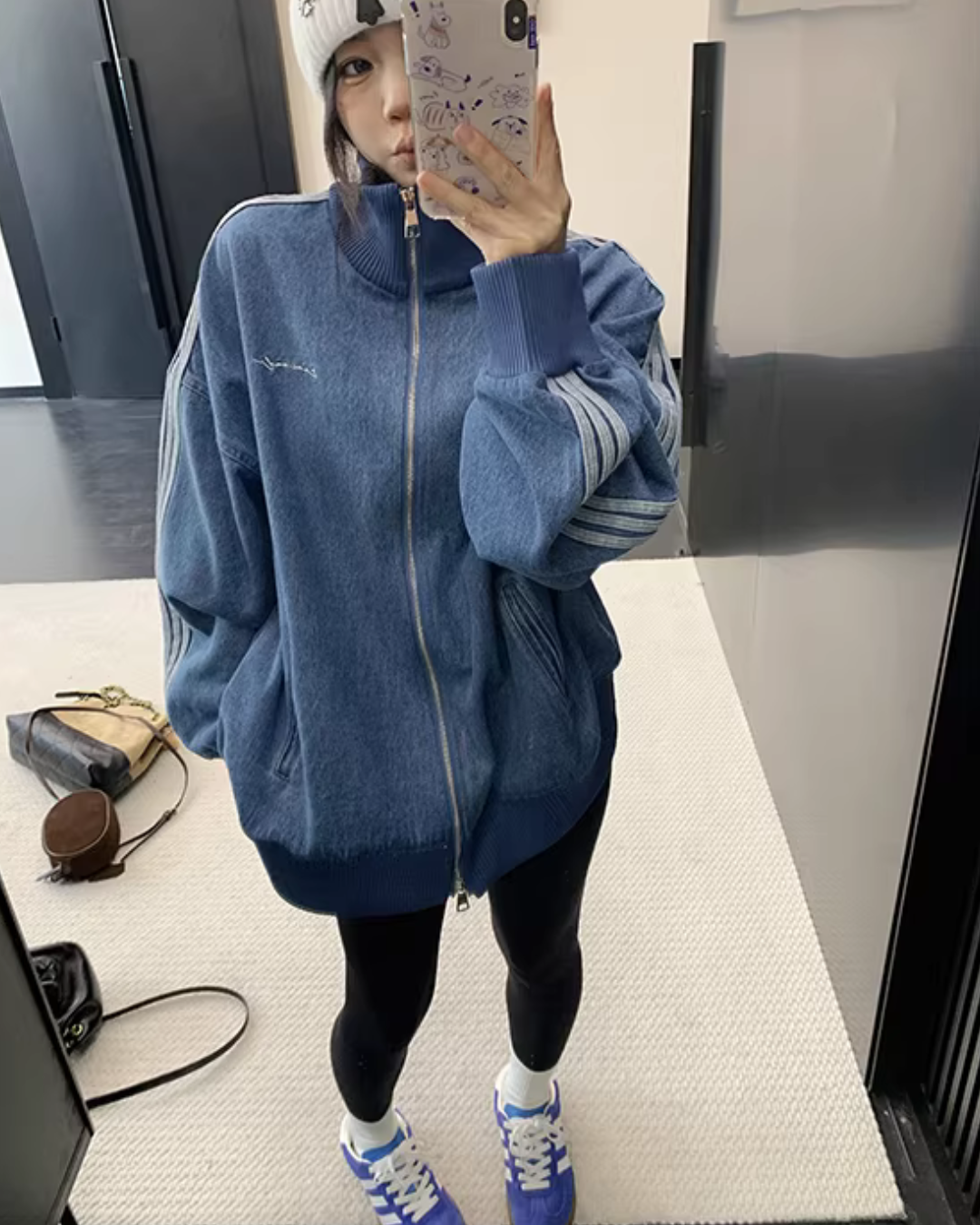 Sideline Denim Track Jacket YLS1017