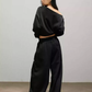 One Point Logo One-Shoulder Top / Wide Pants SMD0004