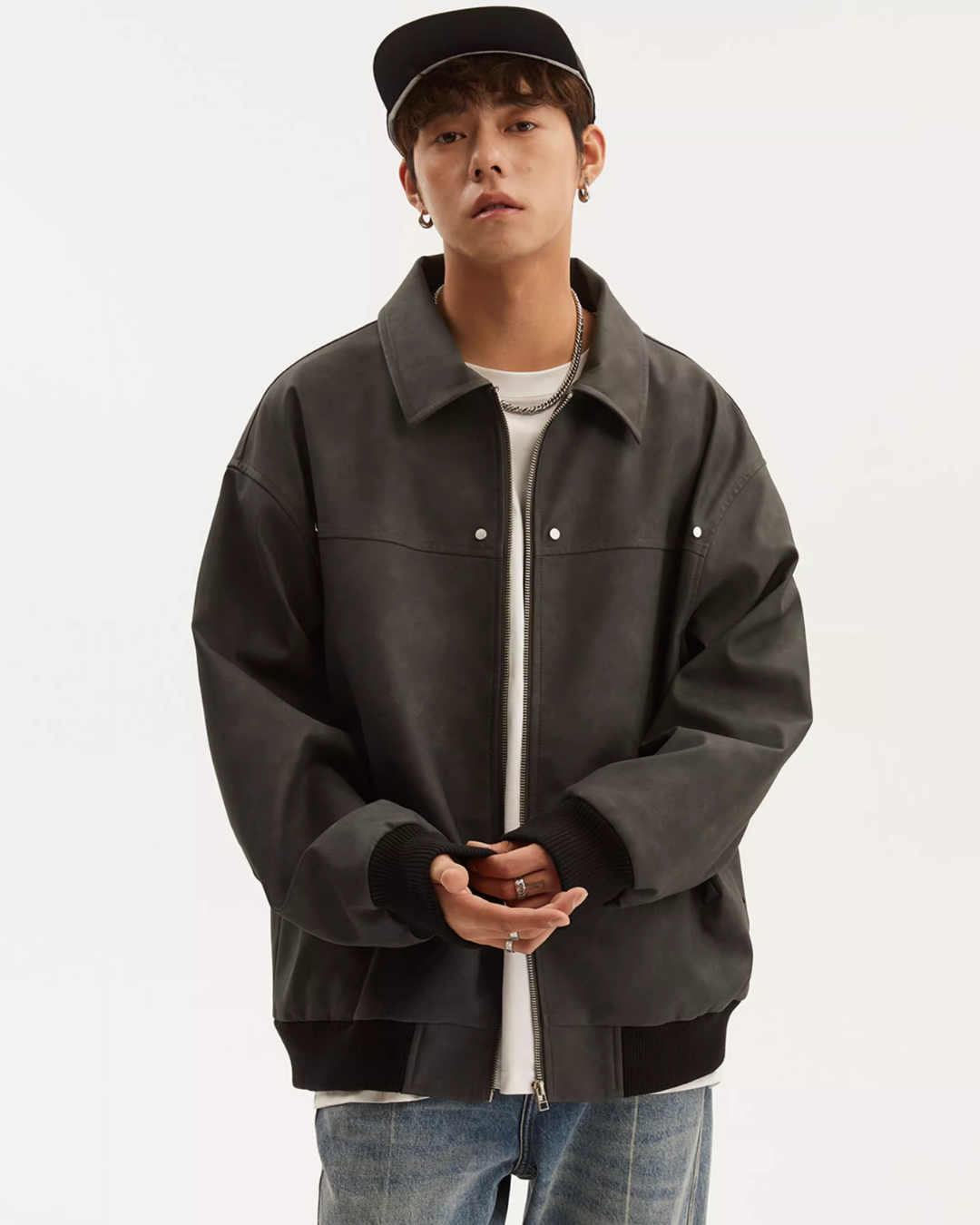 Retro Collar Leather Jacket NDC0001