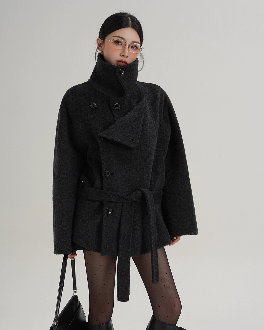 Stand Collar Wool Trench Coat SRS0376