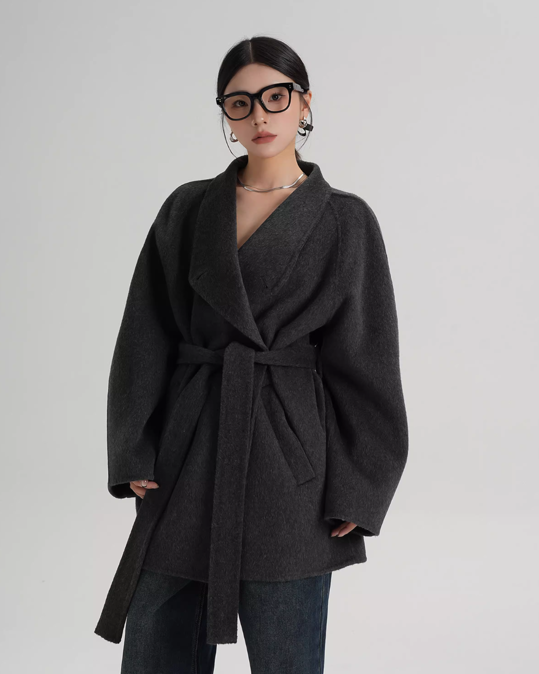Mid Length Belted Wool Coat SRS0363