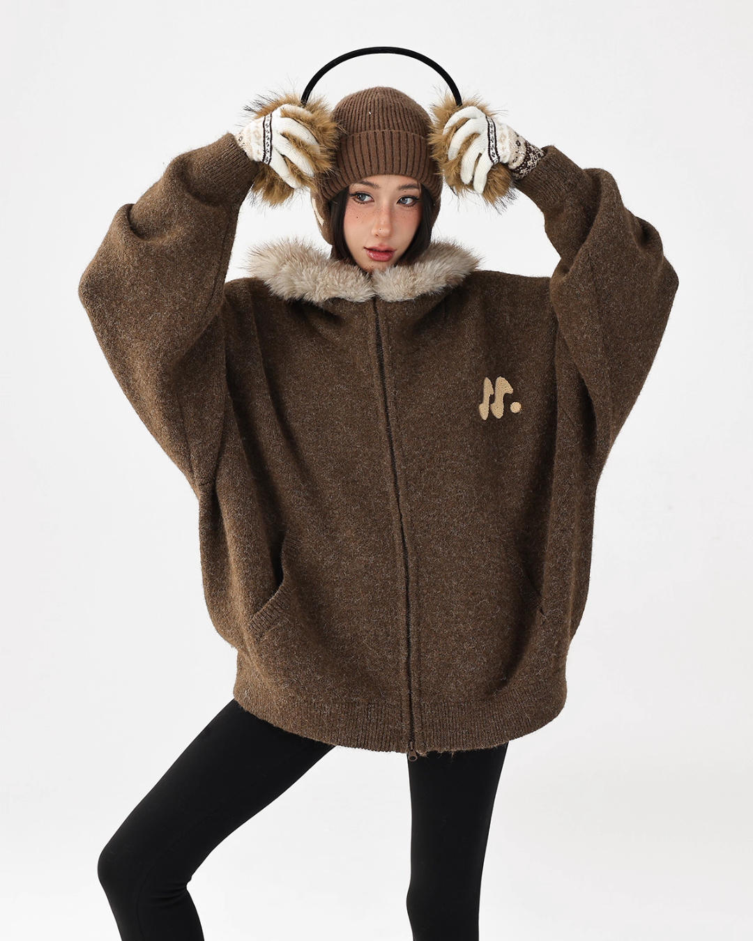 Fur Hood Knit Hoodie ACS0344