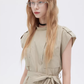 Flap Pocket French Sleeve Shirt Dress SHN0037