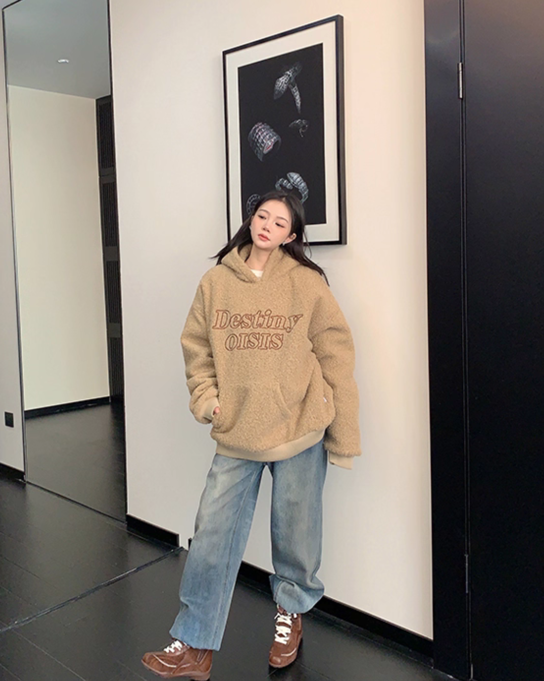 Retro Tweed Pullover Hoodie YLS1013
