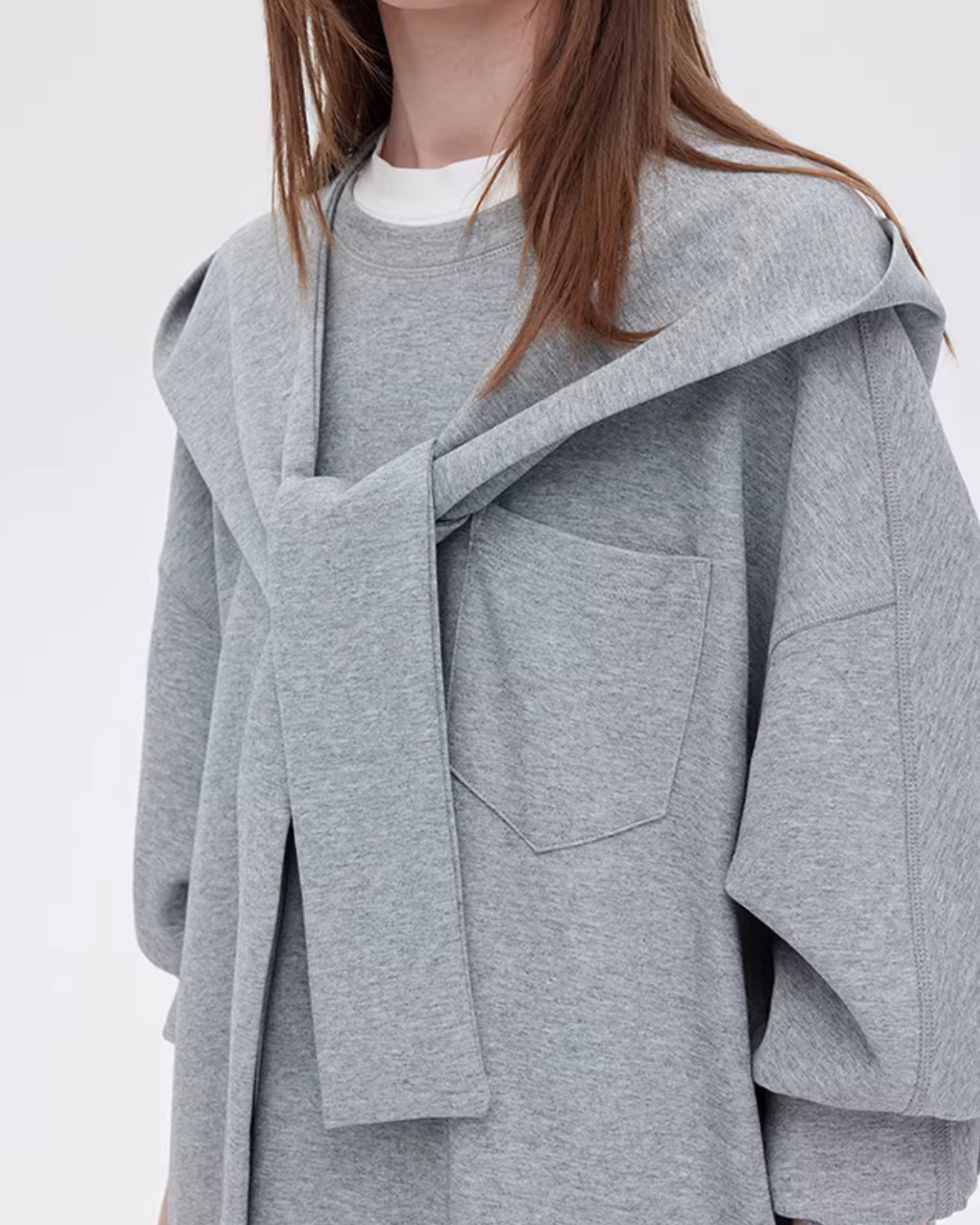 Hooded Long-Sleeve Sweatshirt Dress SHN0007
