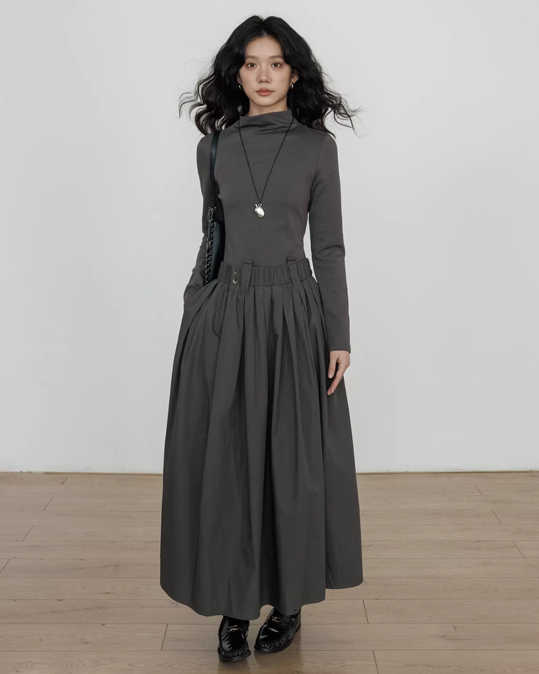 Half-Turtleneck Long Dress VAS0185