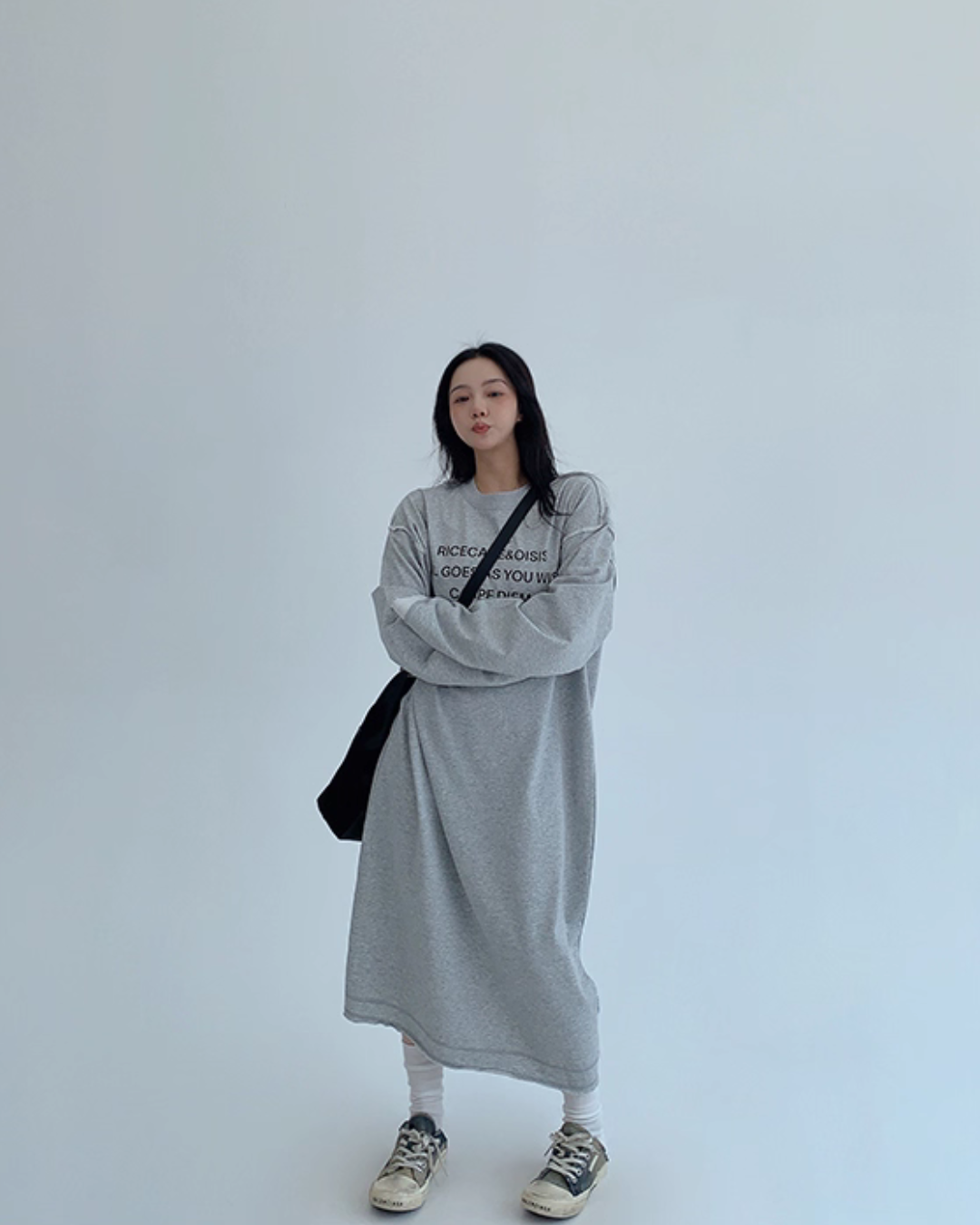 Logo Print Oversized Dress YLS0931