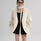 Collarless Wool Coat with Choker SRS0393