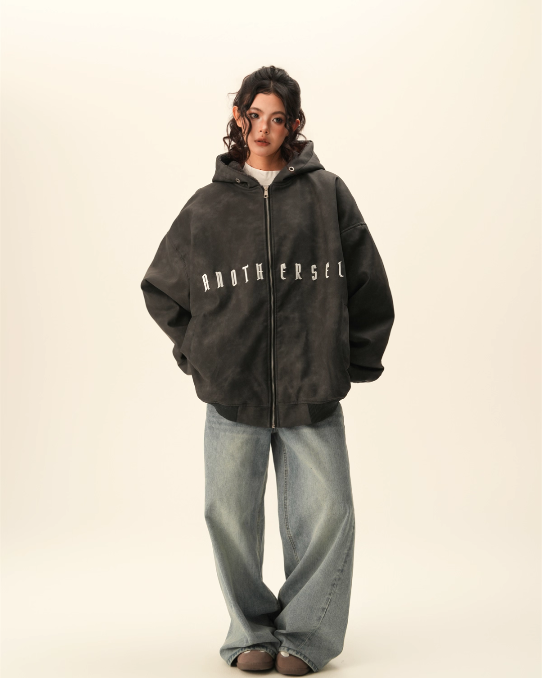 Oversized Suede Zip Hoodie BWA0007