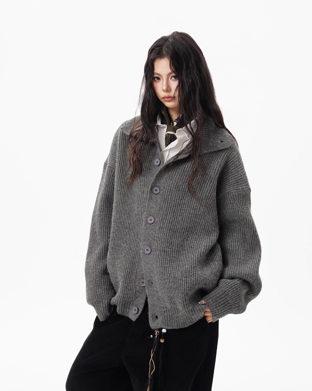 Stand Collar Knit Cardigan BWA0004