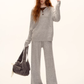 Wool Half-Button Knit Hoodie / Wide Pants ASG0073