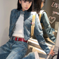 Mock Neck Denim Jacket / Denim Pants ACS0124