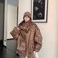 Vintage Leather Faux Fur Jacket YLS1005
