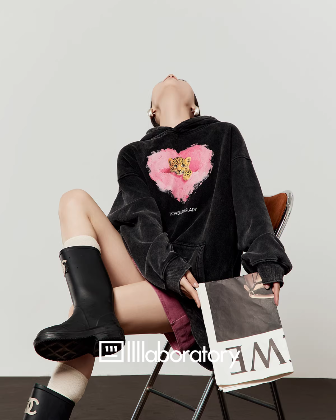 Heart Tiger Retro Hoodie / Pink Mini Skirt LLA0594