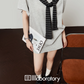 Light Gray Short Sleeve Top / Mini Skirt LLA0450