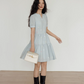 Flower Embroidery Tiered Mini Dress VAS0020