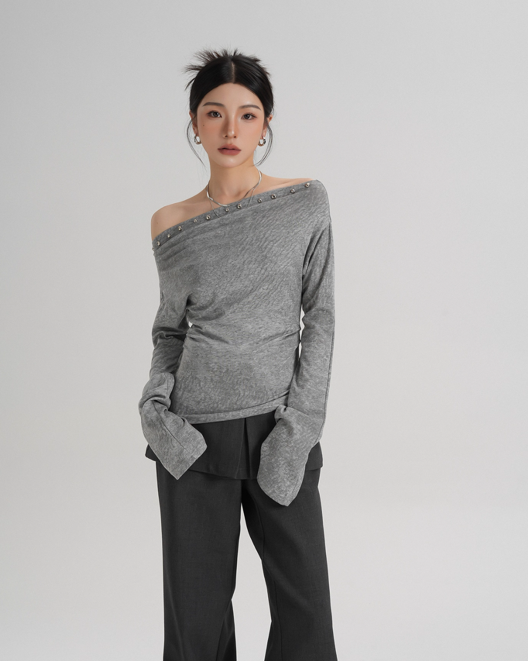 Off-Shoulder Long Sleeve Top SRS0354