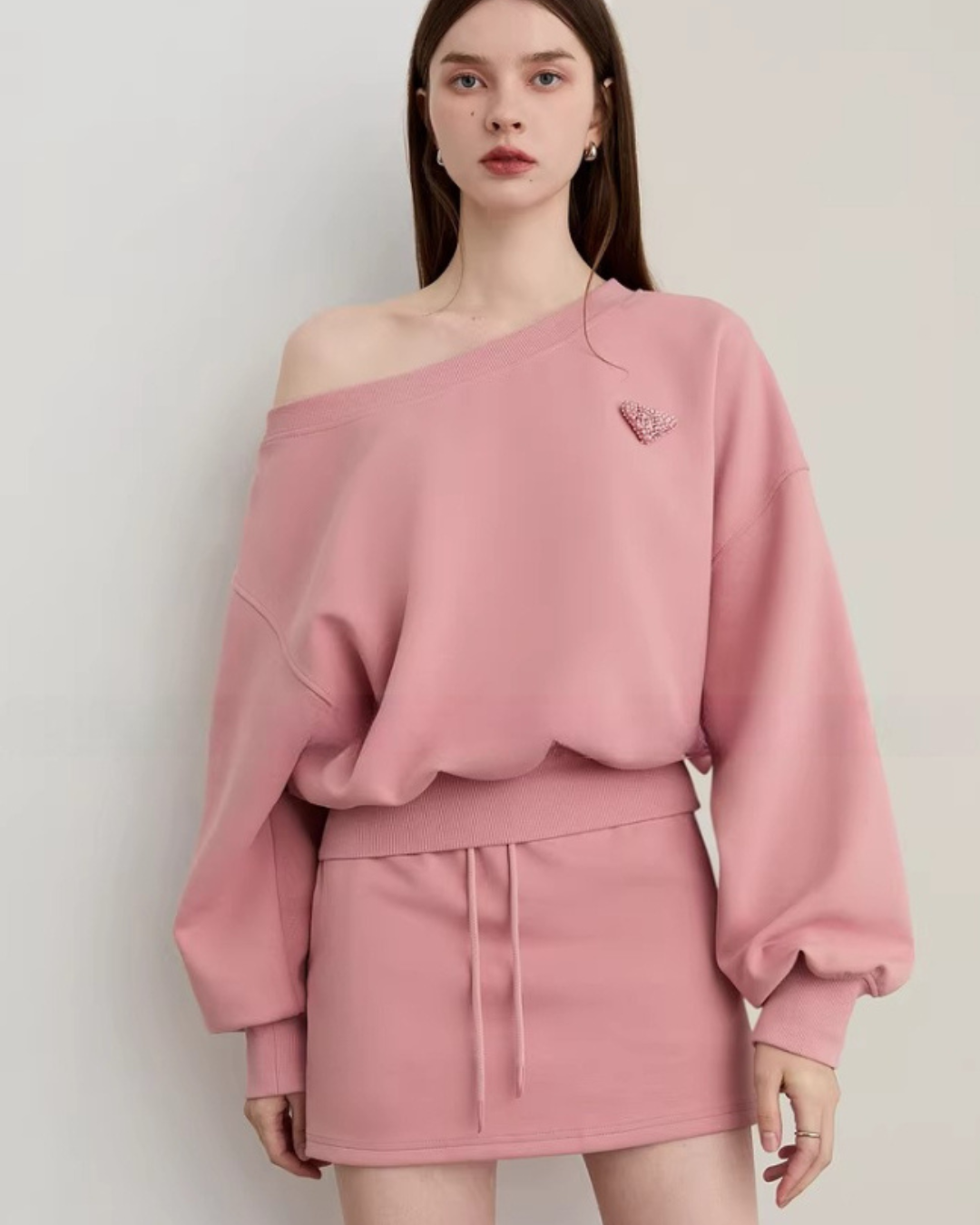 One-Shoulder Sweatshirt Top / Mini Skirt DPY0069