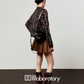 Leopard Round Neck Cardigan / Caramel Pleated Skirt LLA0553